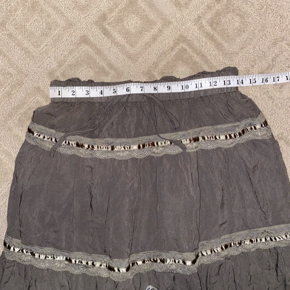 Cider Lace Stitch Tiered Midi Skirt in Olive - Picture 4 of 11